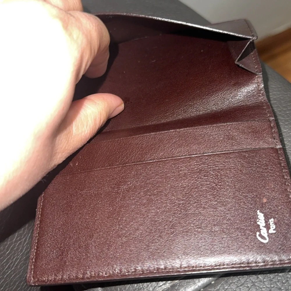 Cartier Dark Brown Leather Card Holder Wallet AUTHENTIC